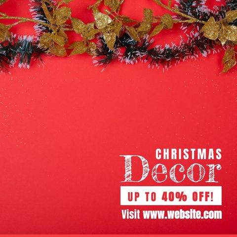 festive christmas promotion with golden decorations on red - Download Free Stock Templates Pikwizard.com