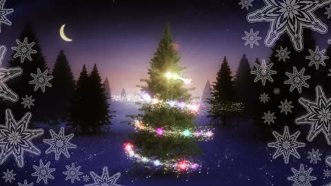 Magical Christmas Tree Illuminated in Winter Wonderland