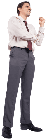 Smiling businessman standing confidently on transparent background