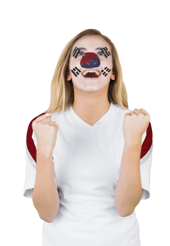 transparent enthusiastic sports fan cheering with flag face paint - Download Free Stock Videos Pikwizard.com