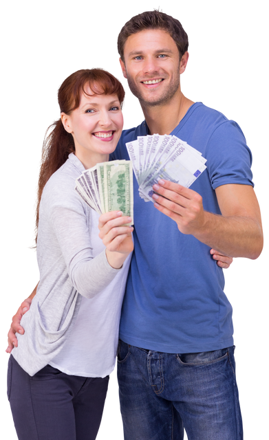 Happy Couple Holding Fans of Transparent Cash with Big Smiles - Download Free Stock Videos Pikwizard.com