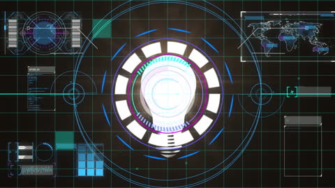 Futuristic Technology Data Interface on Black Background