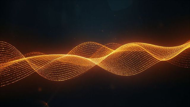Glowing Gold Particle Waves for Futuristic Technology Visuals