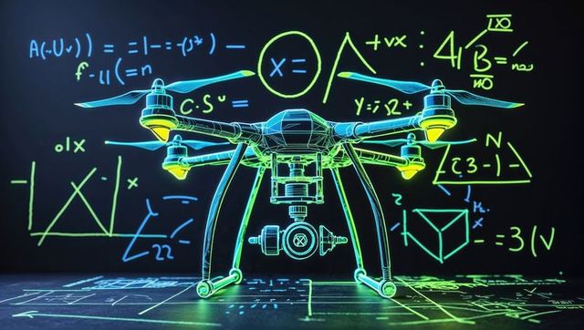 Futuristic Drone Display with Holographic Equations in Virtual Space