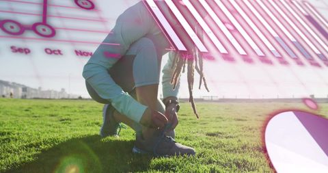 Athlete Preparing for Workout with Data Overlay Concept