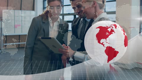 Diverse Business Team Engaging with Global Technology