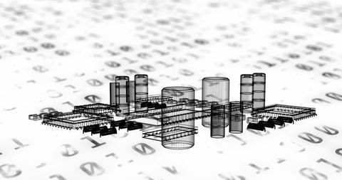 3D Architectural Model Over Binary Code Background - Download Free Stock Images Pikwizard.com