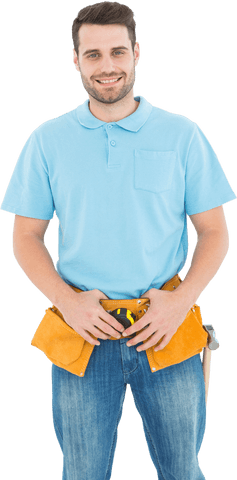 transparent smiling carpenter with tool belt isolated - Download Free Stock Videos Pikwizard.com