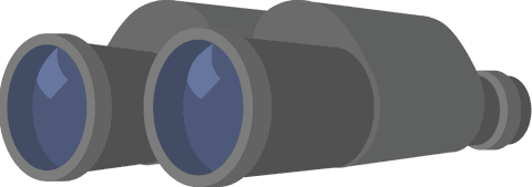 Digital gray binoculars illustration on transparent background