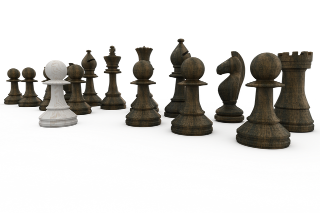 White Transparent Pawn Surrounded by Black Chess Pieces on White Background - Download Free Stock Videos Pikwizard.com