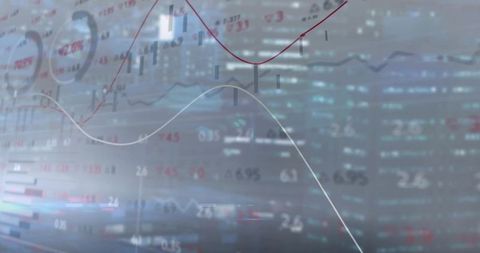 Futuristic financial analytics on cityscape background