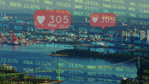 Digital Overlay of Financial Data and Social Media on Cityscape