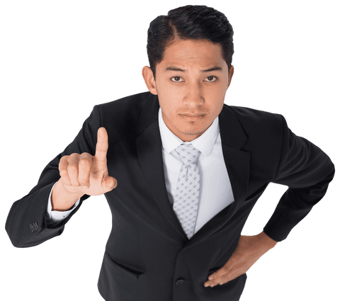 Transparent Serious Asian Businessman Gesturing Focus - Download Free Stock Videos Pikwizard.com
