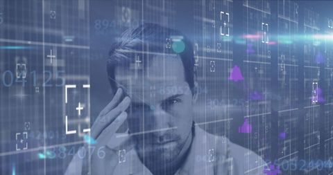 Stressed Businessman Analyzing Complex Data Visualizations - Download Free Stock Images Pikwizard.com