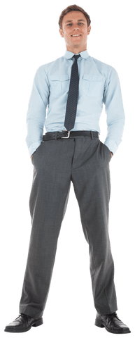 Transparent Confident Businessman in Formal Attire Standing