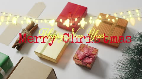 Christmas and New Year Festive Gift Animation with Twinkling Lights