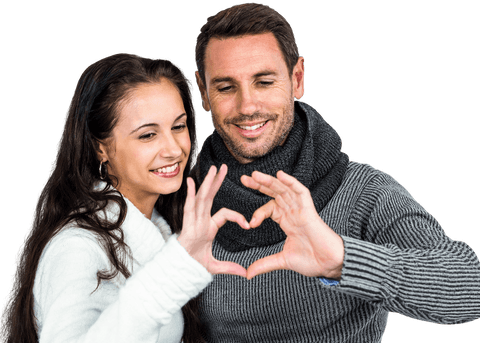 smiling couple making transparent heart frame with hands - Download Free Stock Videos Pikwizard.com