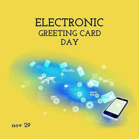 Electronic Greeting Card Day Concept with Smartphone and Digital Icons - Download Free Stock Templates Pikwizard.com