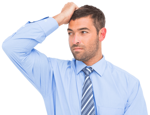 transparent pensive man in blue shirt considering - Download Free Stock Videos Pikwizard.com