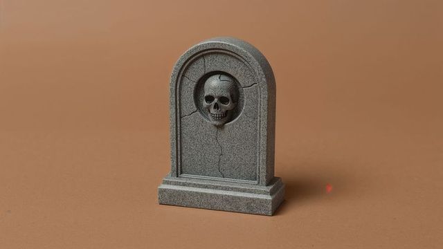 Arched Tombstone Sculpture with Carved Skull Relief