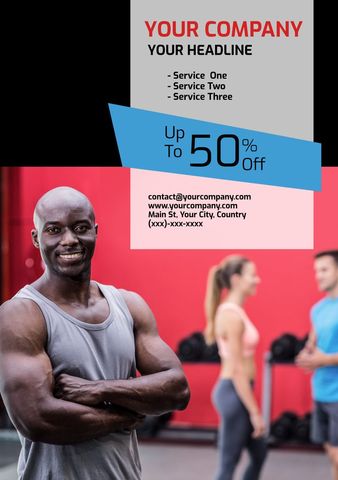 Confident Fitness Trainer for Gym Advertisement Template - Download Free Stock Templates Pikwizard.com