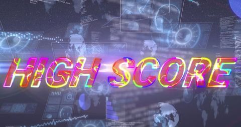 Retro Futuristic High Score Graphic with Data Visuals - Download Free Stock Images Pikwizard.com
