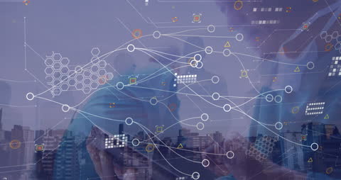 Futuristic Network Concept Overlap with Cityscape and Medical Team