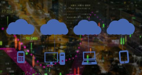 Digital Technology Interfaces with Cityscape and Cloud Computing - Download Free Stock Images Pikwizard.com