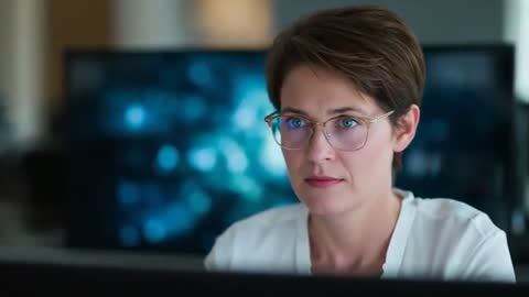 Office professional concentrating at monitor, reviewing data on screen, close-up video