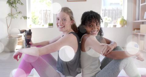 Two Teenage Girls Relaxing After Yoga in Bright Studio - Download Free Stock Images Pikwizard.com