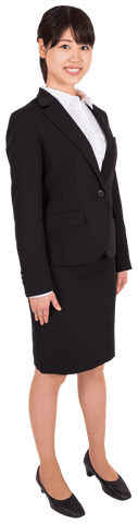 Asian Businesswoman Smiling in Professional Suit on Transparent Background