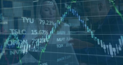 Financial Professionals Analyzing Data with Digital Overlay - Download Free Stock Images Pikwizard.com