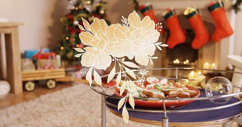 Festive Holiday Room with Christmas Tree and Stockings