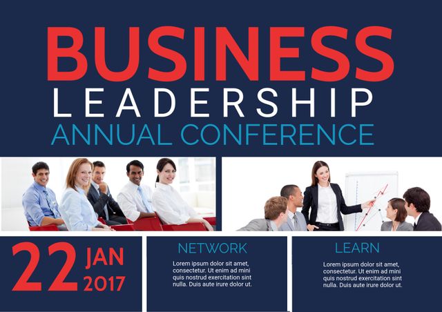 Corporate Conference Flyer with Business Leadership Theme for Network and Learn Event - Download Free Stock Templates Pikwizard.com