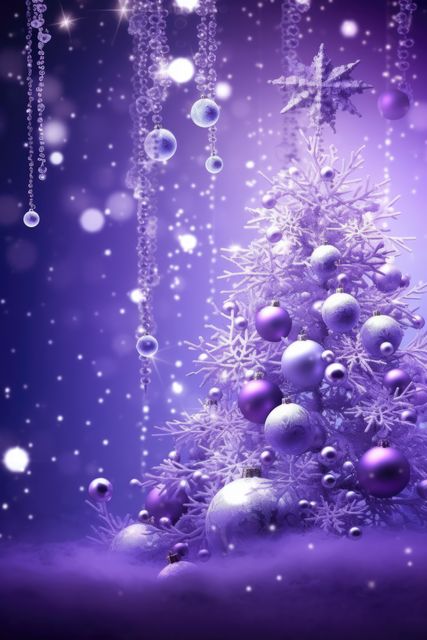 Purple Themed Christmas Tree with Stunning Ornaments - Download Free Stock Images Pikwizard.com