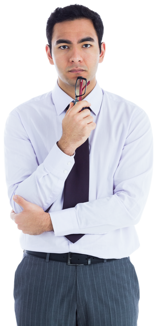 Confident Biracial Businessman Holding Glasses on Transparent Background - Download Free Stock Videos Pikwizard.com