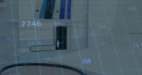 Modern Office Workspace with Digital Overlay Organization Concept