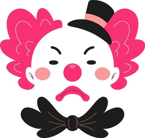 Transparent background clown vector illustration pink nose and hat