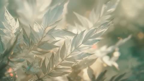 Peaceful Movement of Simple Brindle-Casting Leaves in Golden Light