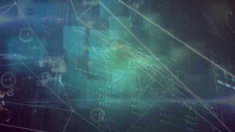 Digital World Map and Data Connections on Futuristic Screen