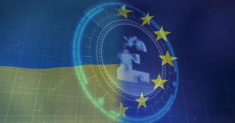 Pound Symbol Overlapping Ukraine and EU Flags - Download Free Stock Images Pikwizard.com