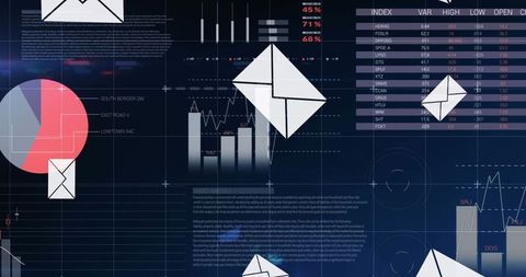 Digital communication concept with statistic visuals