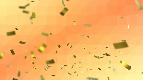 Colorful Confetti Falling on Abstract Orange Background