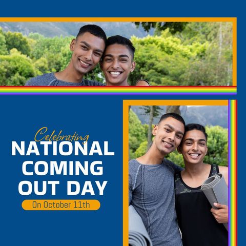 Couple celebrating national coming out day in park
