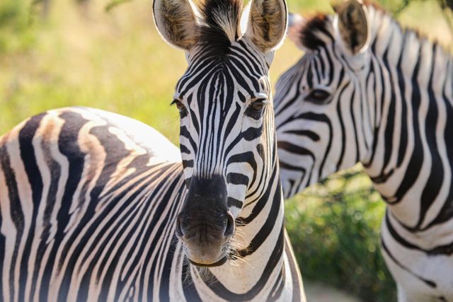 Close-up of Zebras Grazing in Sunlit Savanna - Download Free Stock Photos Pikwizard.com