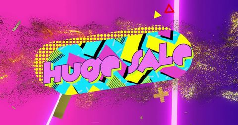 Retro neon huge sale banner