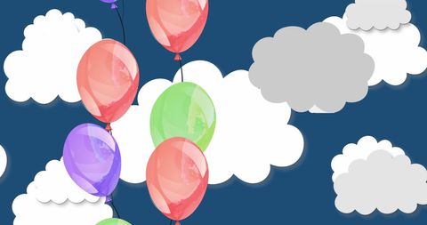 Vibrant Balloons Floating Against Cloudy Sky Background - Download Free Stock Images Pikwizard.com