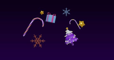 Spinning Christmas Tree with Holiday Decorations and Stars