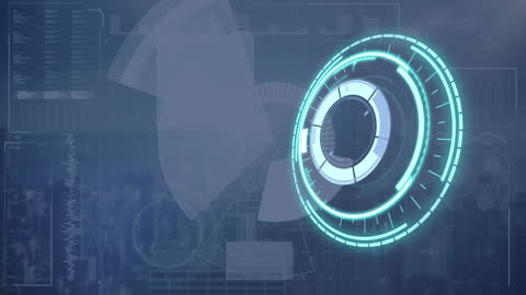 Futuristic Data Process Interface with Holographic Elements