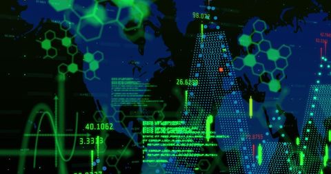 World Map with Digital Financial Data Overlay - Download Free Stock Images Pikwizard.com